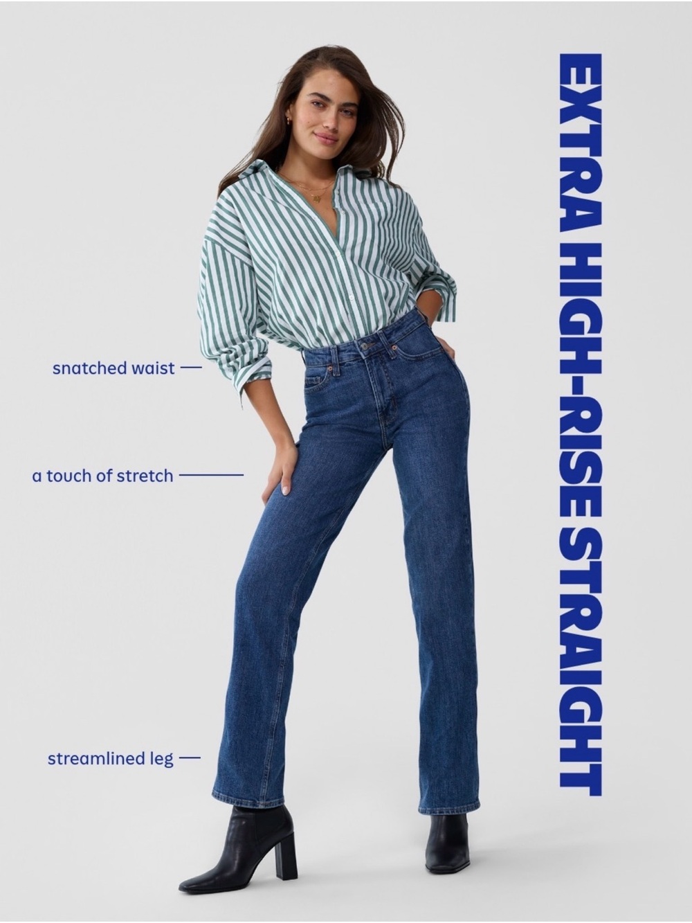 Old Navy Extra High-Rise Straight Jeans in Dark Blue